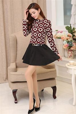 2015春款韓版拼接連衣裙 時尚修身，一件代發(fā)